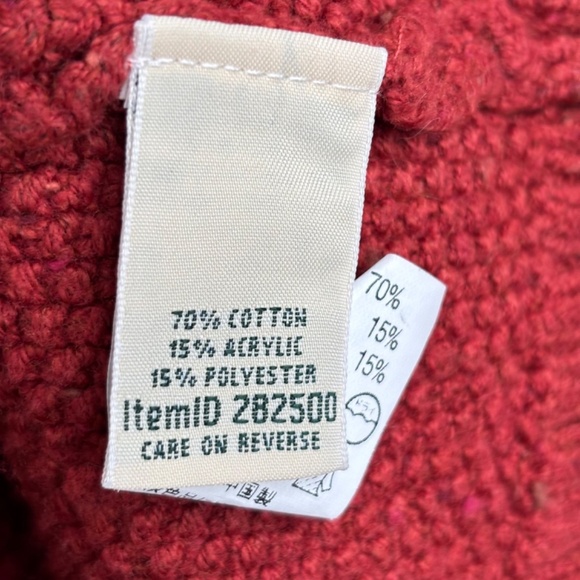 LL BEAN Long Cardigan L Shawl Collar Open Waffle Knit Pumpkin Rust Academia Twee - Picture 7 of 11